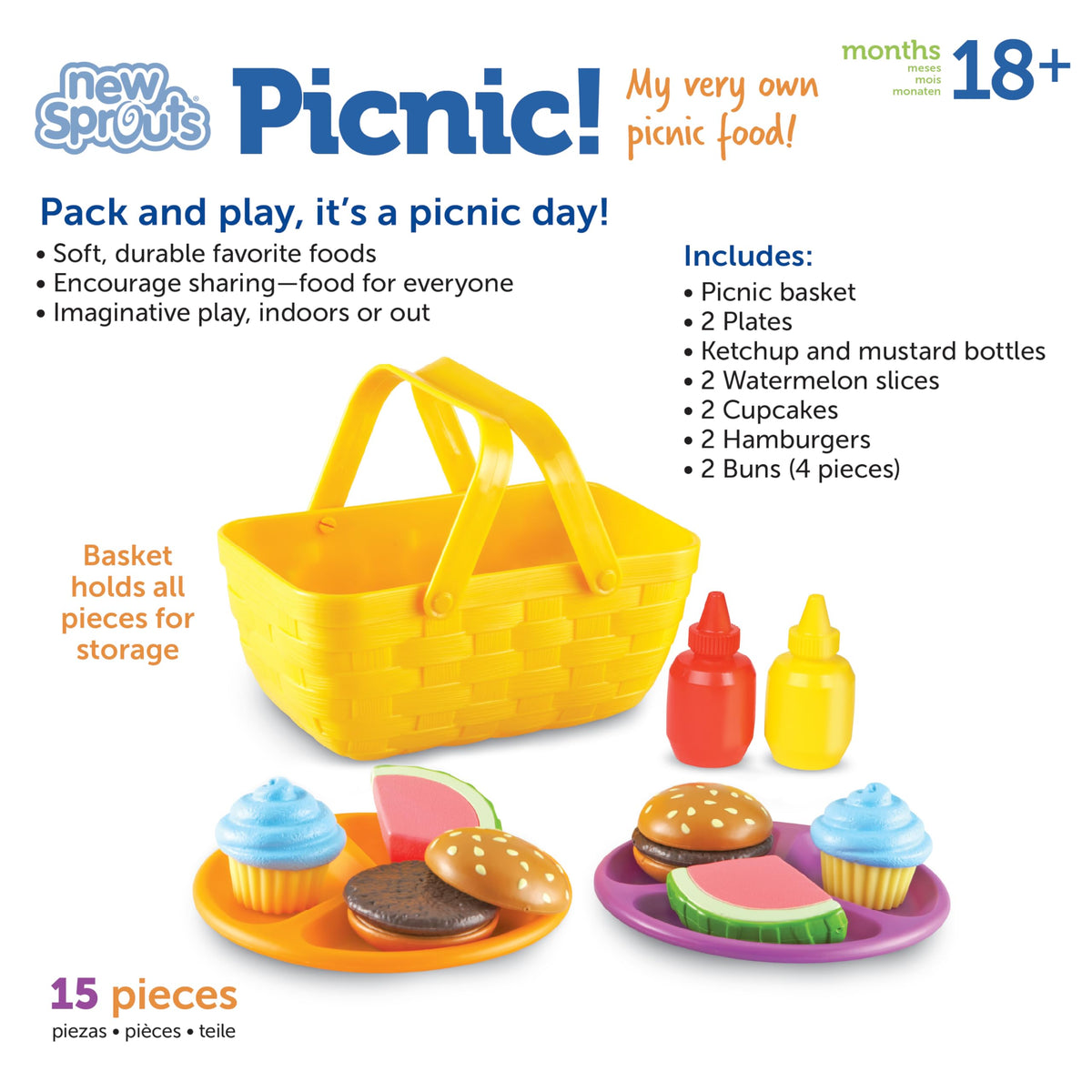 Learning Resources New Sprouts Picnic Set mustard bottles invite collaborative role play.