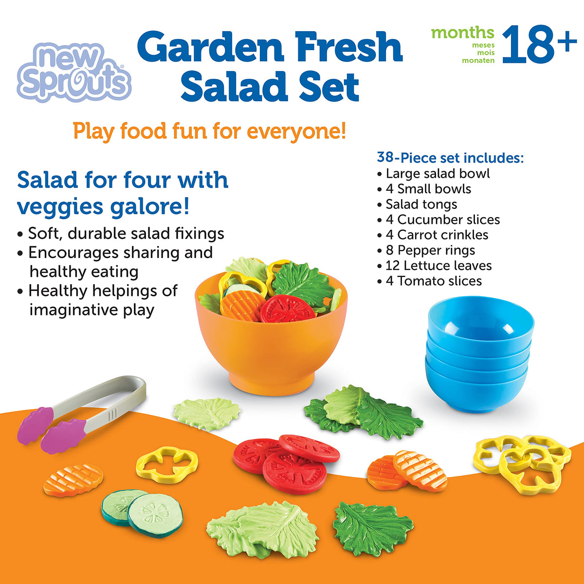 Learning Resources New Sprouts carrot crinkles, textured pretend veggie to spark imaginative meals.