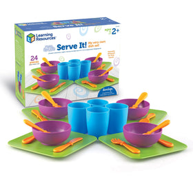 Learning Resources New Sprouts Serve It Dish Set plates for collaborative pretend play and color recognition