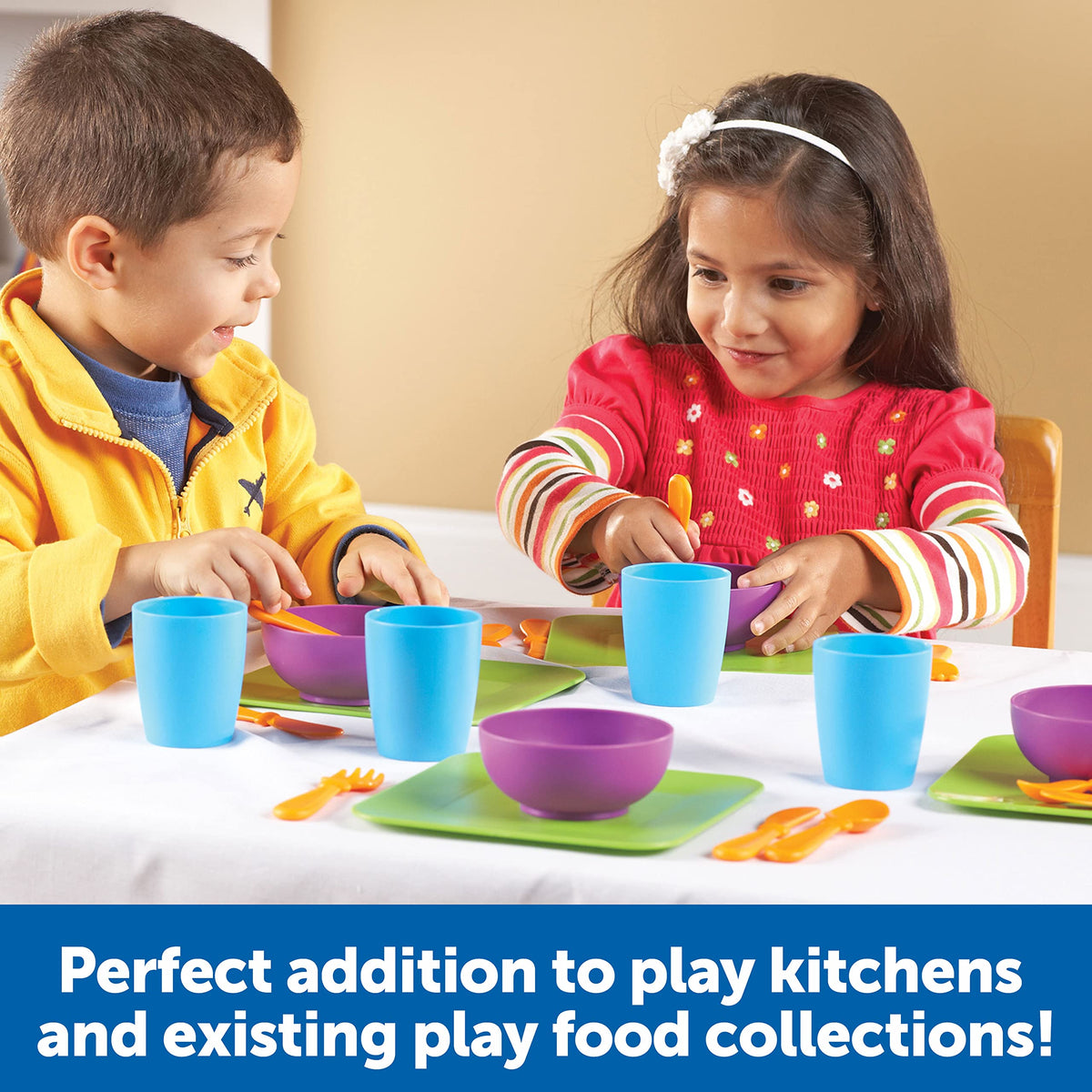 Learning Resources New Sprouts Serve It Dish Set silverware promotes grasping and turn-taking