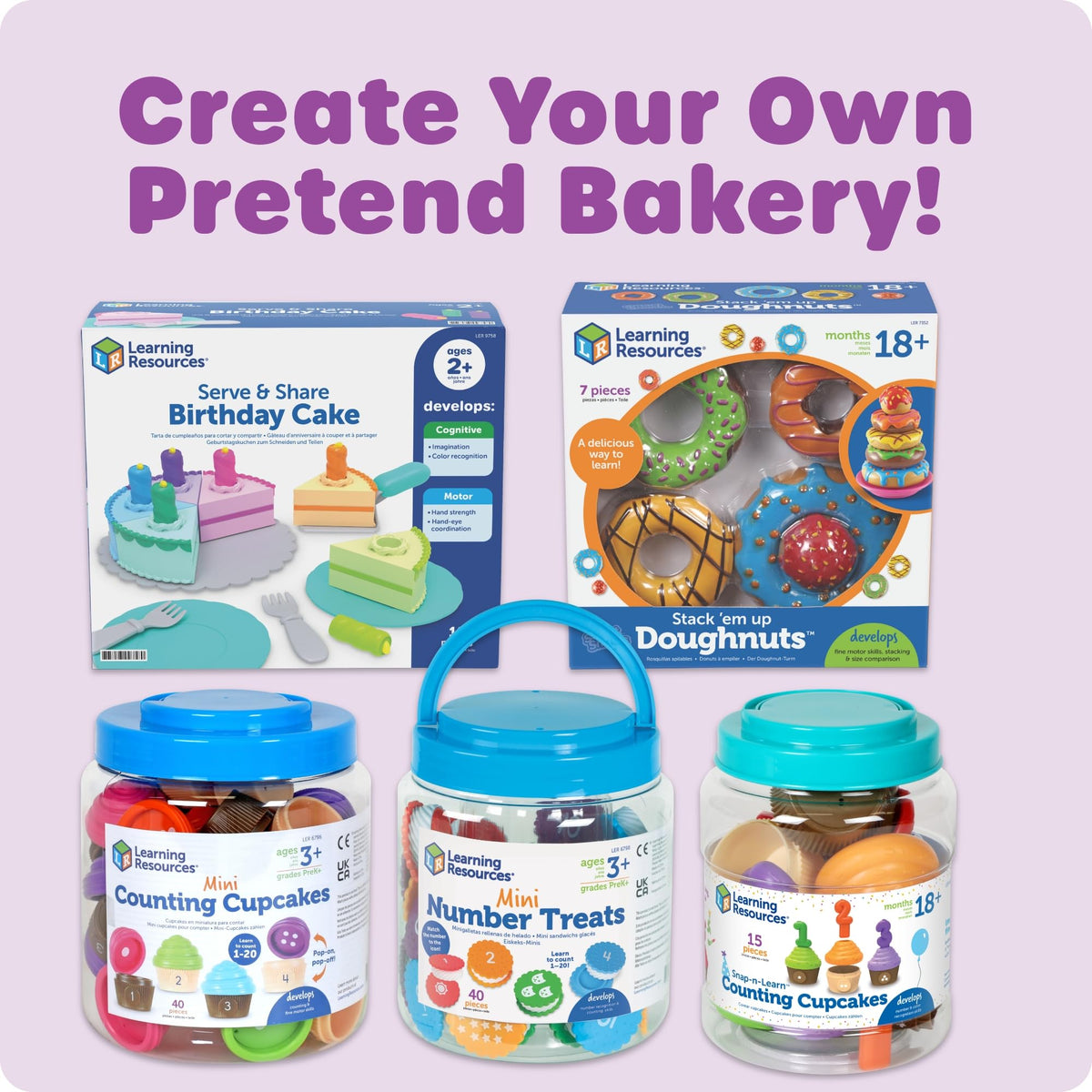 Learning Resources New Sprouts Birthday Cake cake stand keeps dessert play organized.