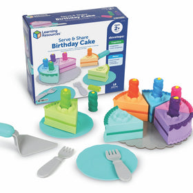 Learning Resources New Sprouts Serve & Share Birthday Cake slices enable pretend play and color sorting.