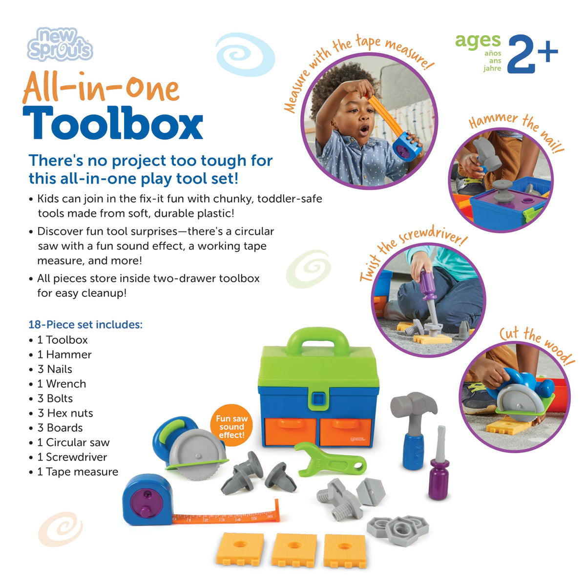 Learning Resources New Sprouts two-drawer-storage keeps play organized and tidy.