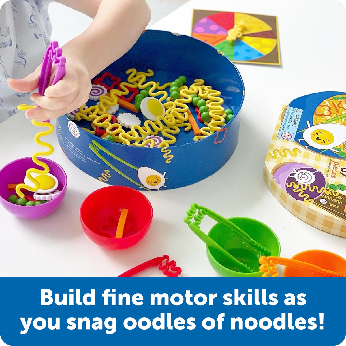 Learning Resources Noodle Knockout soft noodles provide tactile sensory engagement.