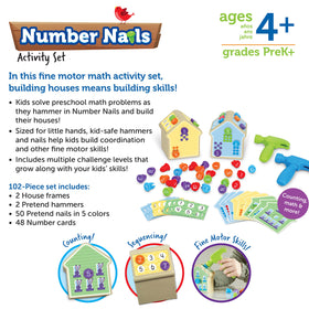 Learning Resources Number Nails complete 102-piece set for versatile learning.