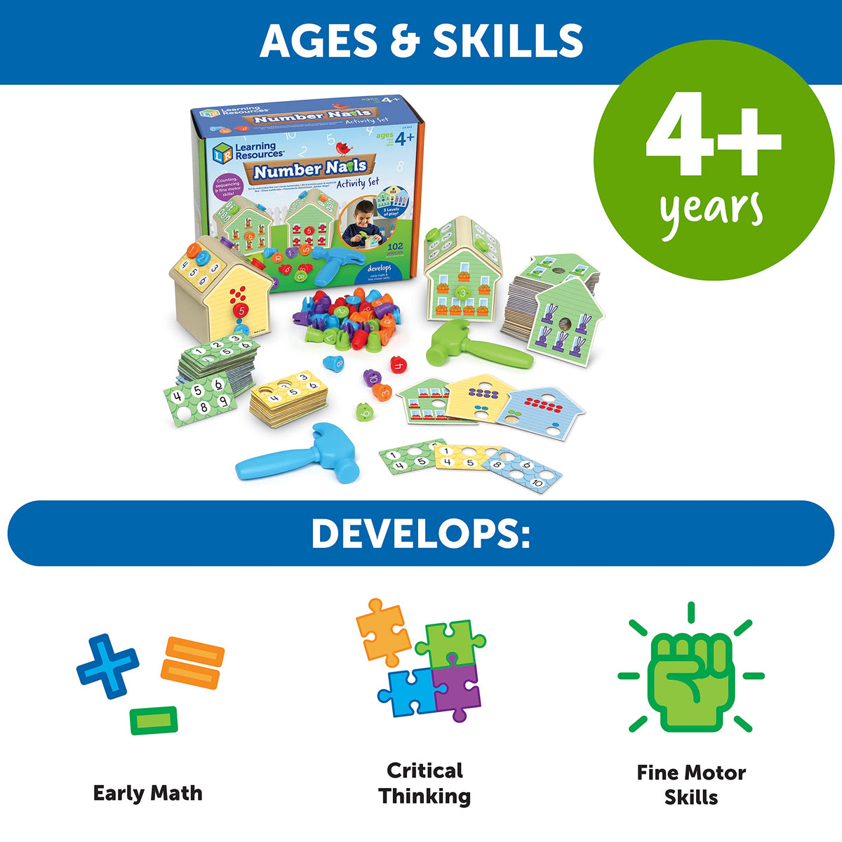 Learning Resources Number Nails two hammers enabling collaborative learning.
