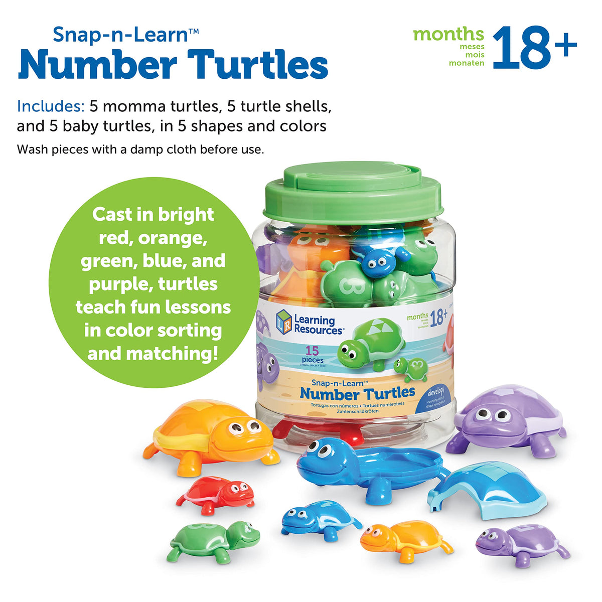 Learning Resources Number Turtles two sizes encourage size matching and sequencing