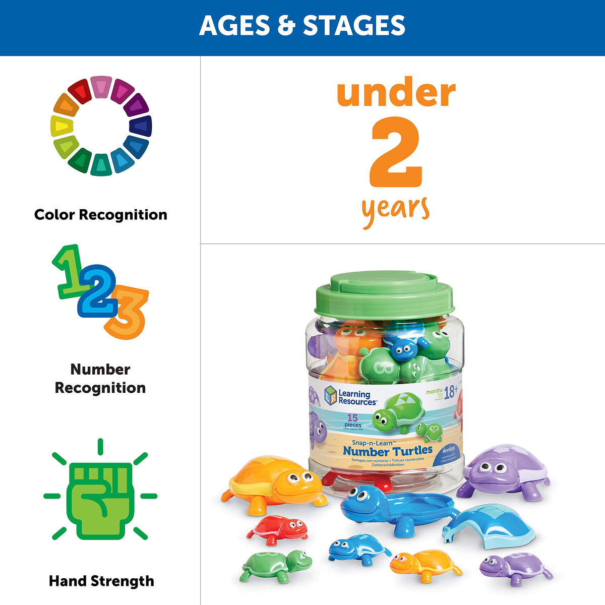 Learning Resources Number Turtles toddler-friendly pieces for easy grip and manipulation