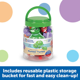 Learning Resources Number Turtles storage bucket keeps pieces organized after play