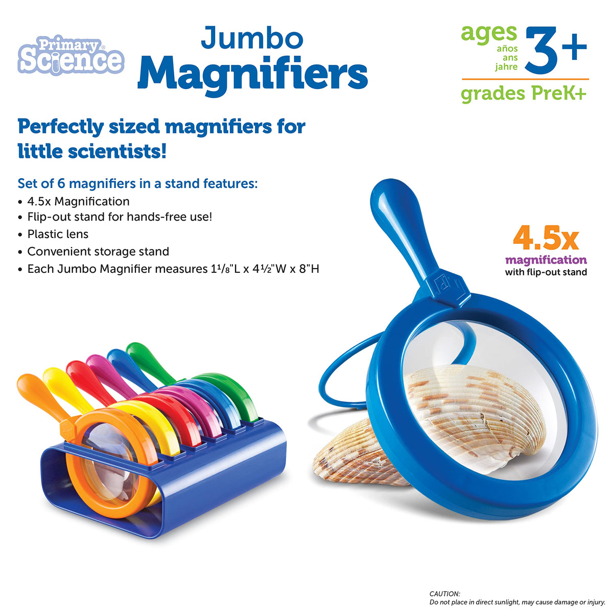 Learning Resources organization stand for six magnifiers, keeps kit tidy and ready.
