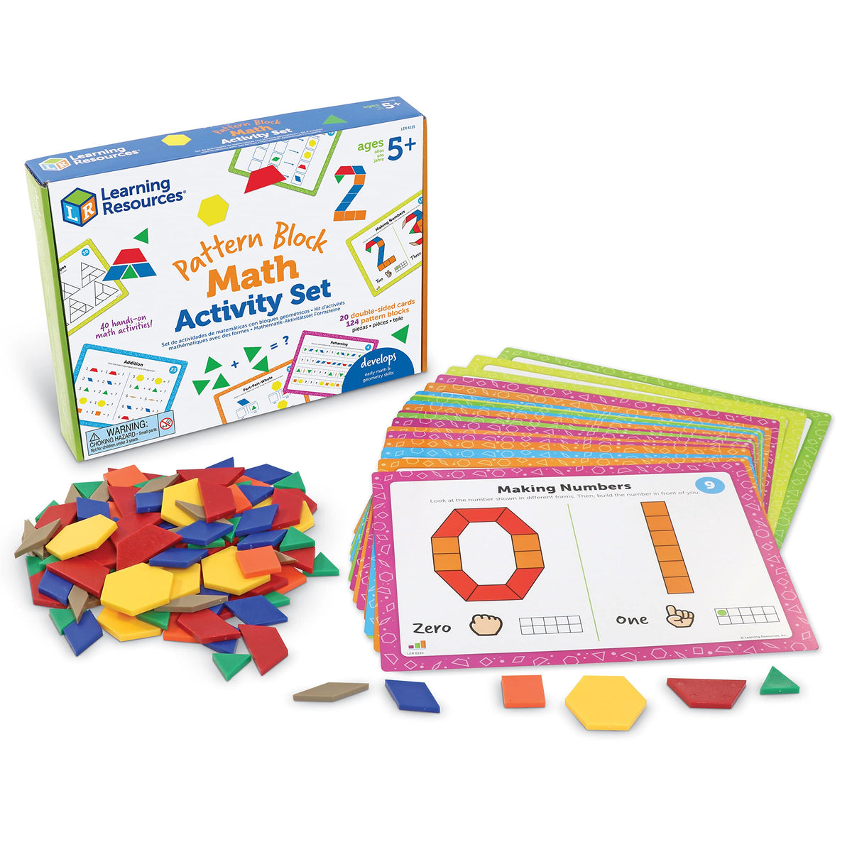 Learning Resources Pattern Block Math Activity Set blocks for hands-on geometry exploration.