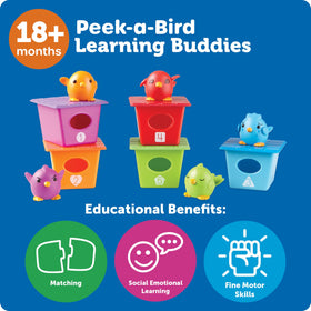 Learning Resources Peek-a-Bird is suitable for ages 18 months and up.