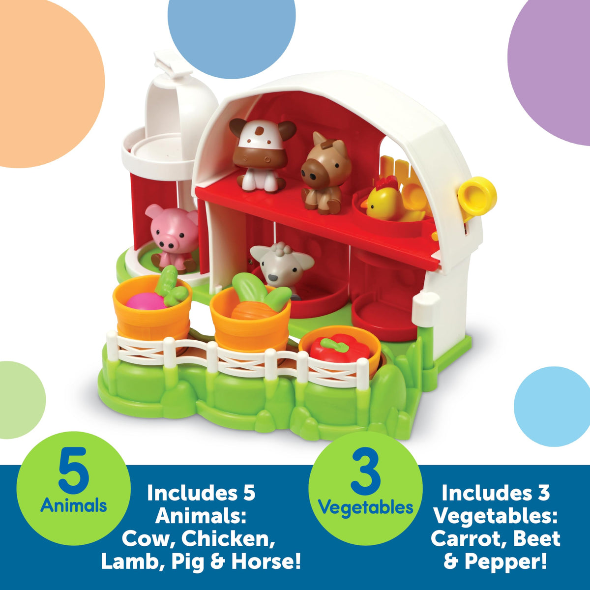 Learning Resources Peekaboo Barnyard animals with finger puppets encourages imaginative pretend play.