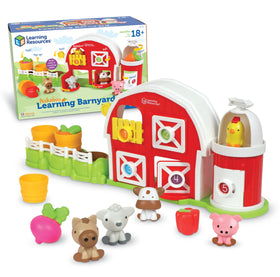 Learning Resources Peekaboo Barnyard playset front view promotes early play and storage efficiency.