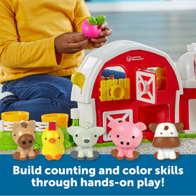 Learning Resources Peekaboo Barnyard veggies support sorting and color recognition tasks.