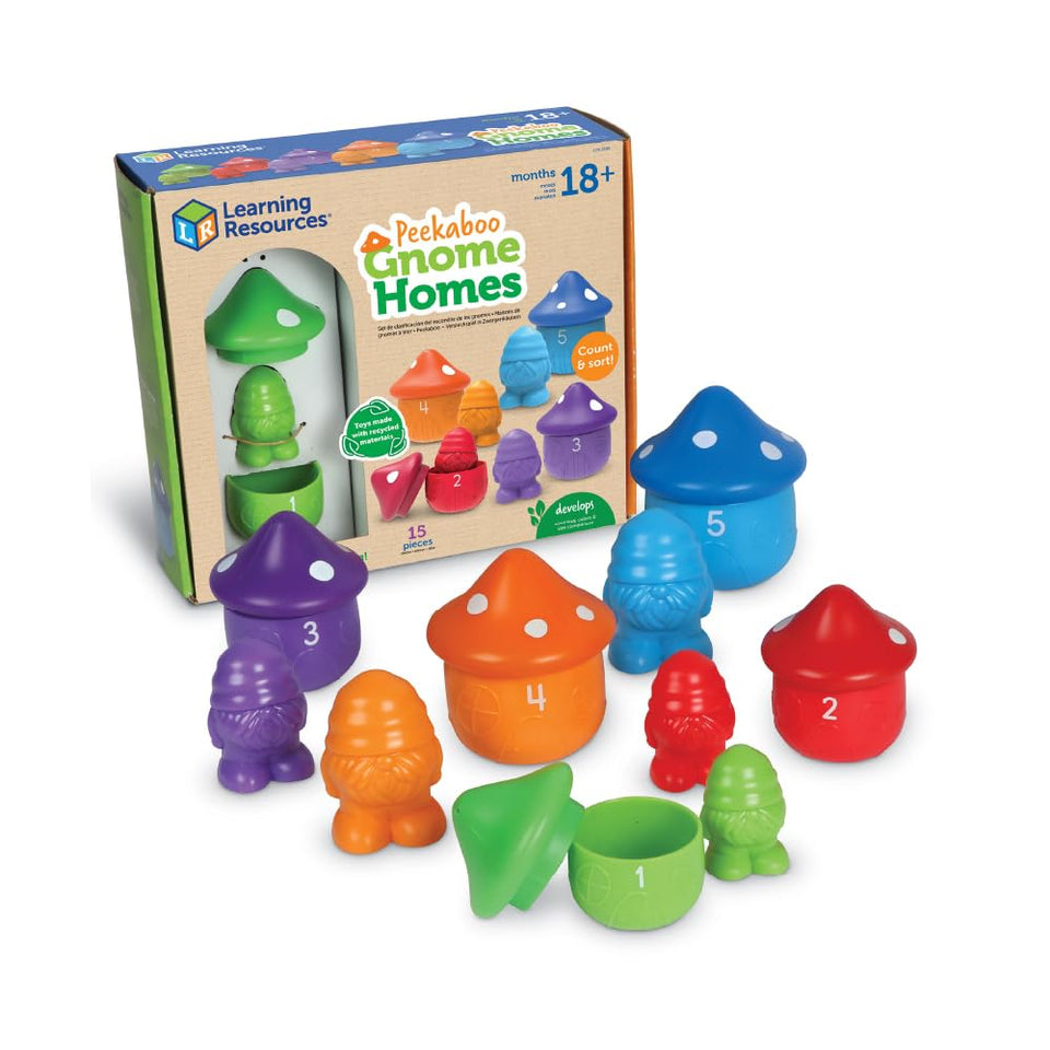 Learning Resources Peekaboo Gnome Homes—colorful set for early color sorting and counting play.