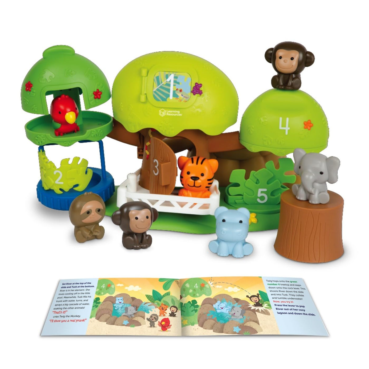 Learning Resources Peeksville Jungle Playset front view for compact, engaging play
