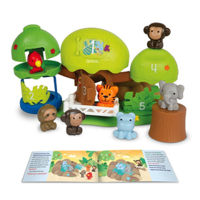 Learning Resources Peeksville Jungle Playset front view for compact, engaging play