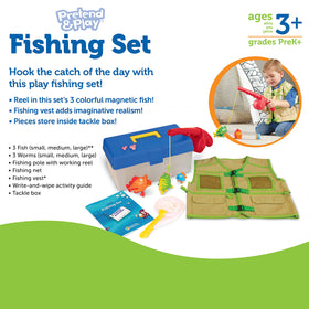 Learning Resources plastic tackle box keeps all pieces organized.