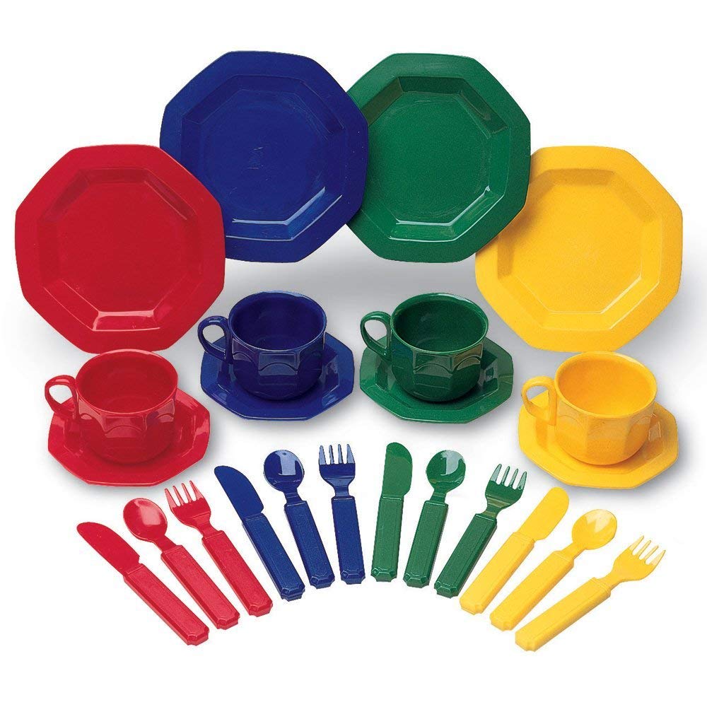 Learning Resources play dishes colorful plates for imaginative meals and color recognition.