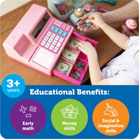 Learning Resources pink tabletop display shows compact, kid-friendly design for math play