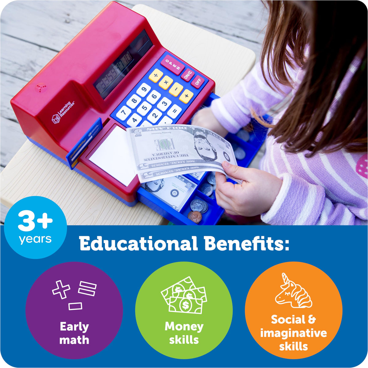 Learning Resources solar-powered calculator teaches arithmetic during play