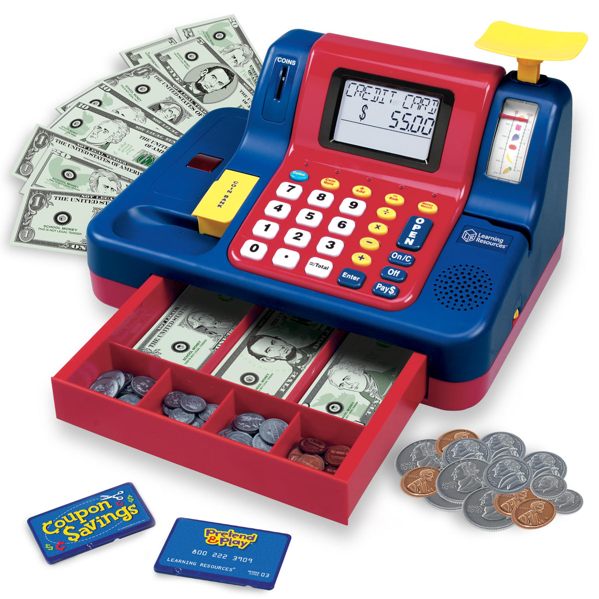 Learning Resources pretend play cash register front view supports early math learning