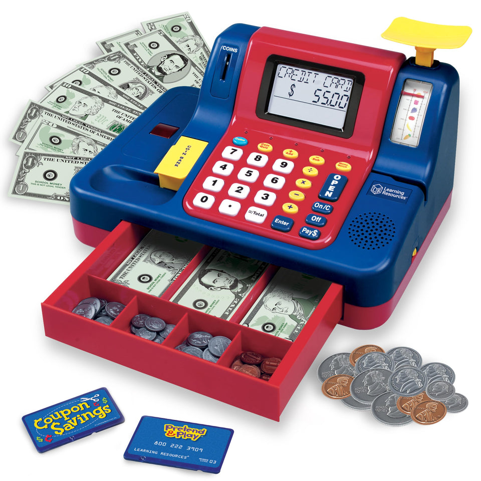 Learning Resources pretend play cash register front view supports early math learning