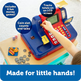 Learning Resources pretend play cash register scale display shows large transaction totals