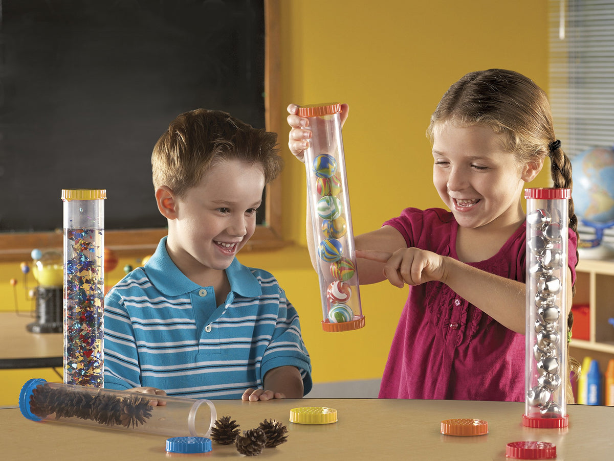 Learning Resources Primary Science Sensory Tubes filled with beads for tactile observation.