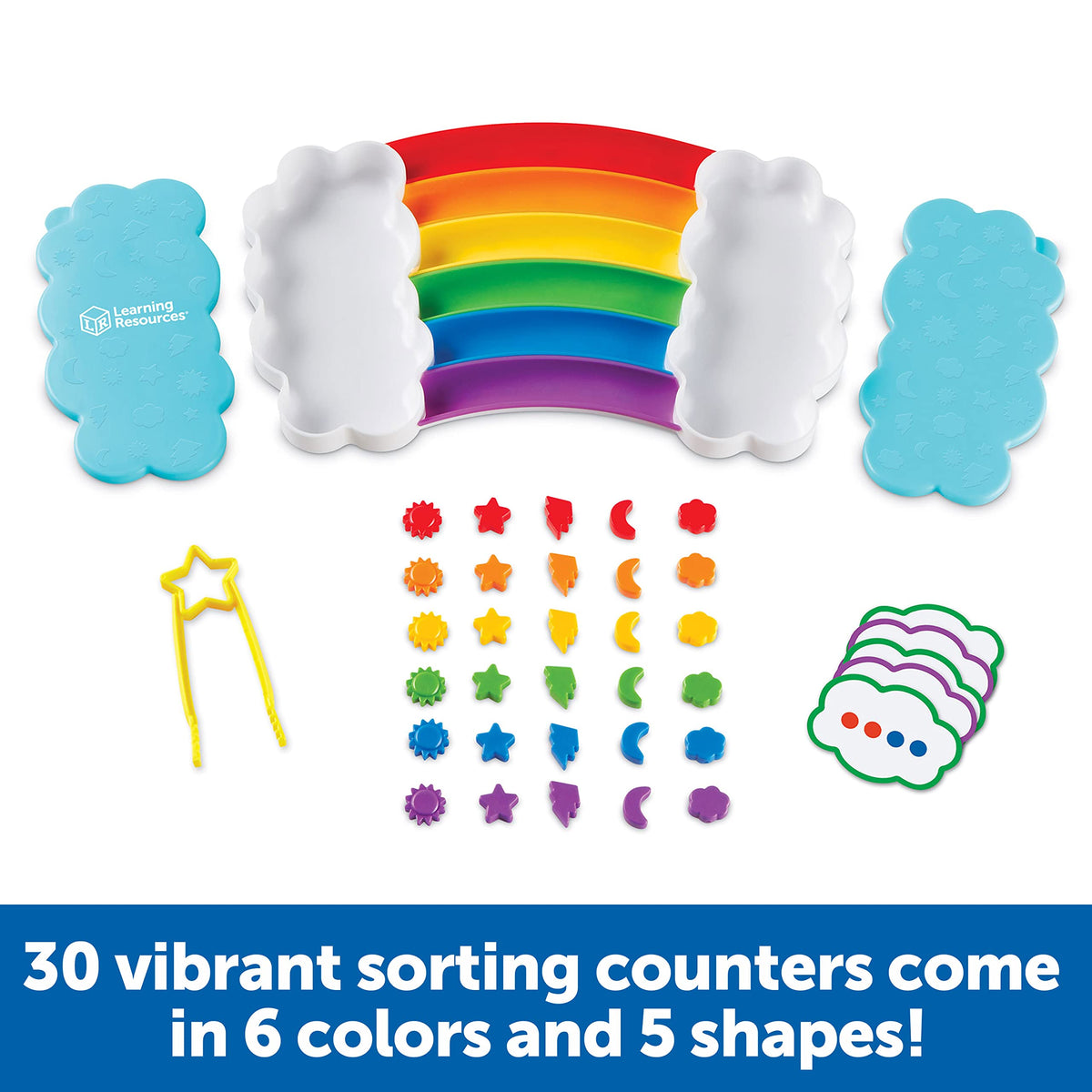 Learning Resources Rainbow Sorting Set activity cards support guided learning activities.