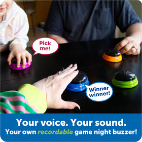 Learning Resources recordable answer buzzer blue front, supports inclusive participation for non-verbal learners
