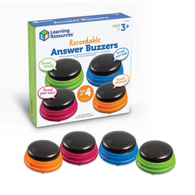 Learning Resources recordable answer buzzer green front, durable classroom engagement tool for participation