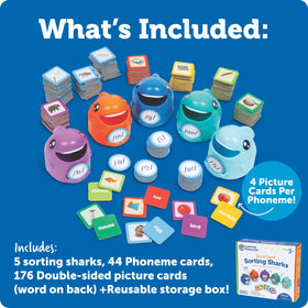 Learning Resources Say-a-Sound sharks are durable plastic for years of learning.