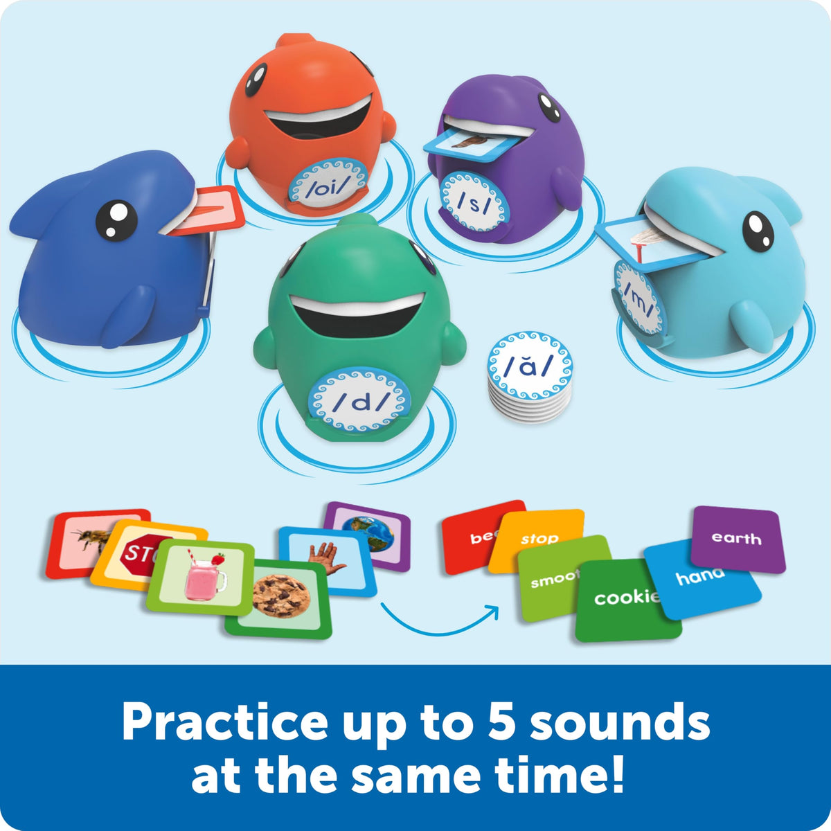 Learning Resources Say-a-Sound phoneme cards aid sound recognition during activities.
