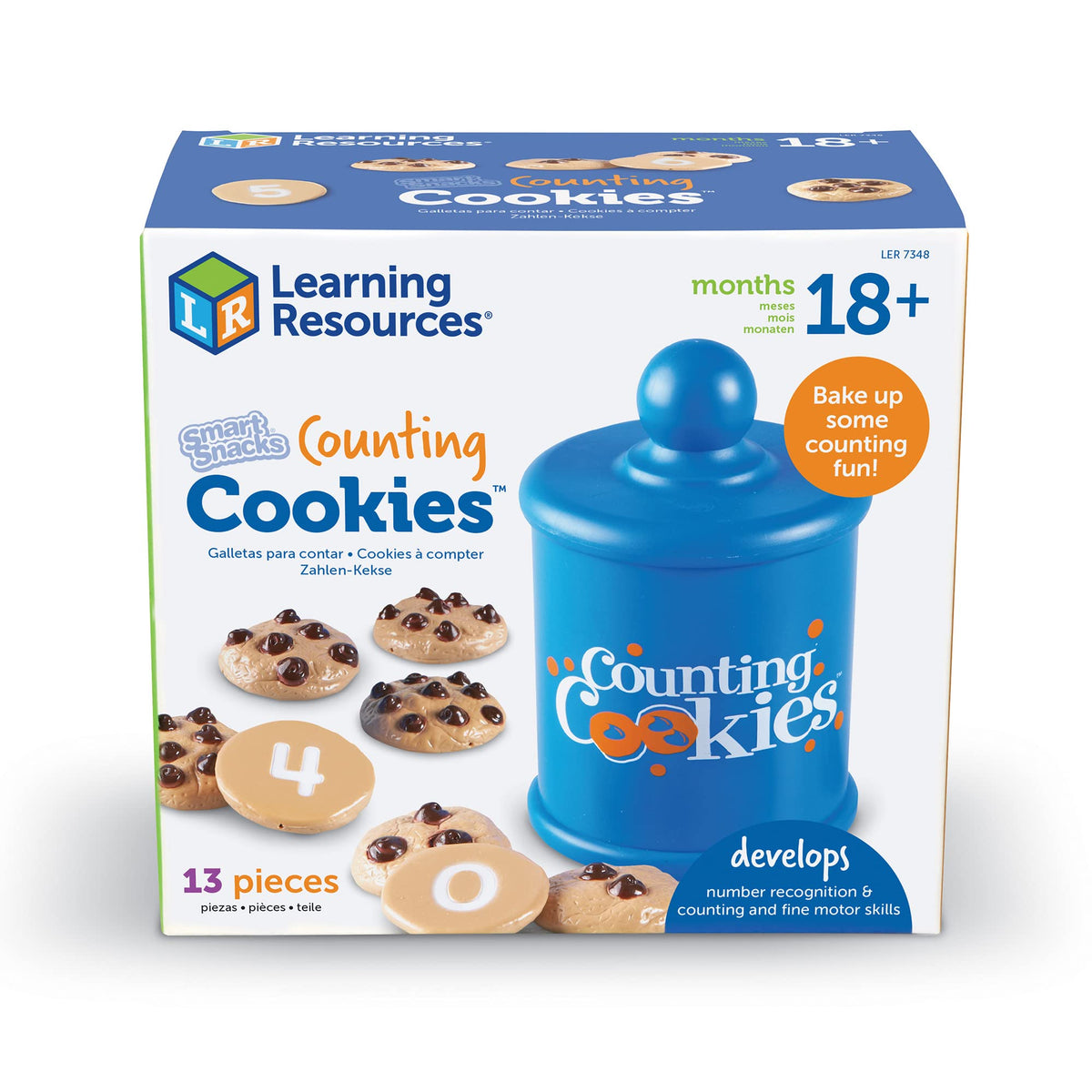 Learning Resources Smart Counting Cookies blue jar storage promotes organization.