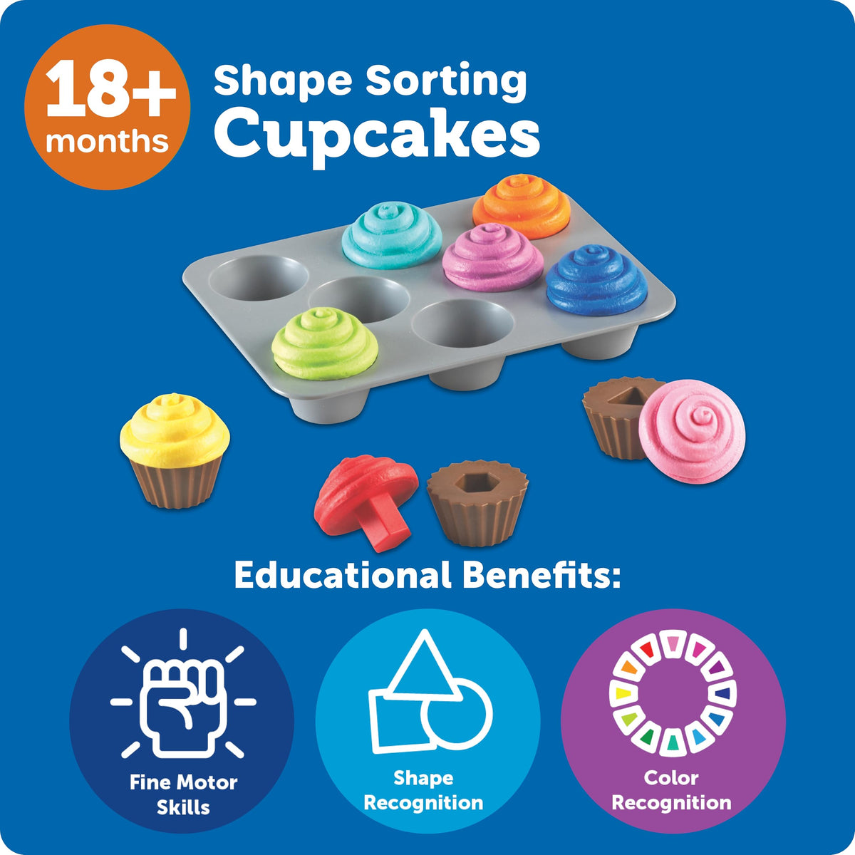 Learning Resources Smart Snacks cupcake two bottom piece reinforces shape matching during learning