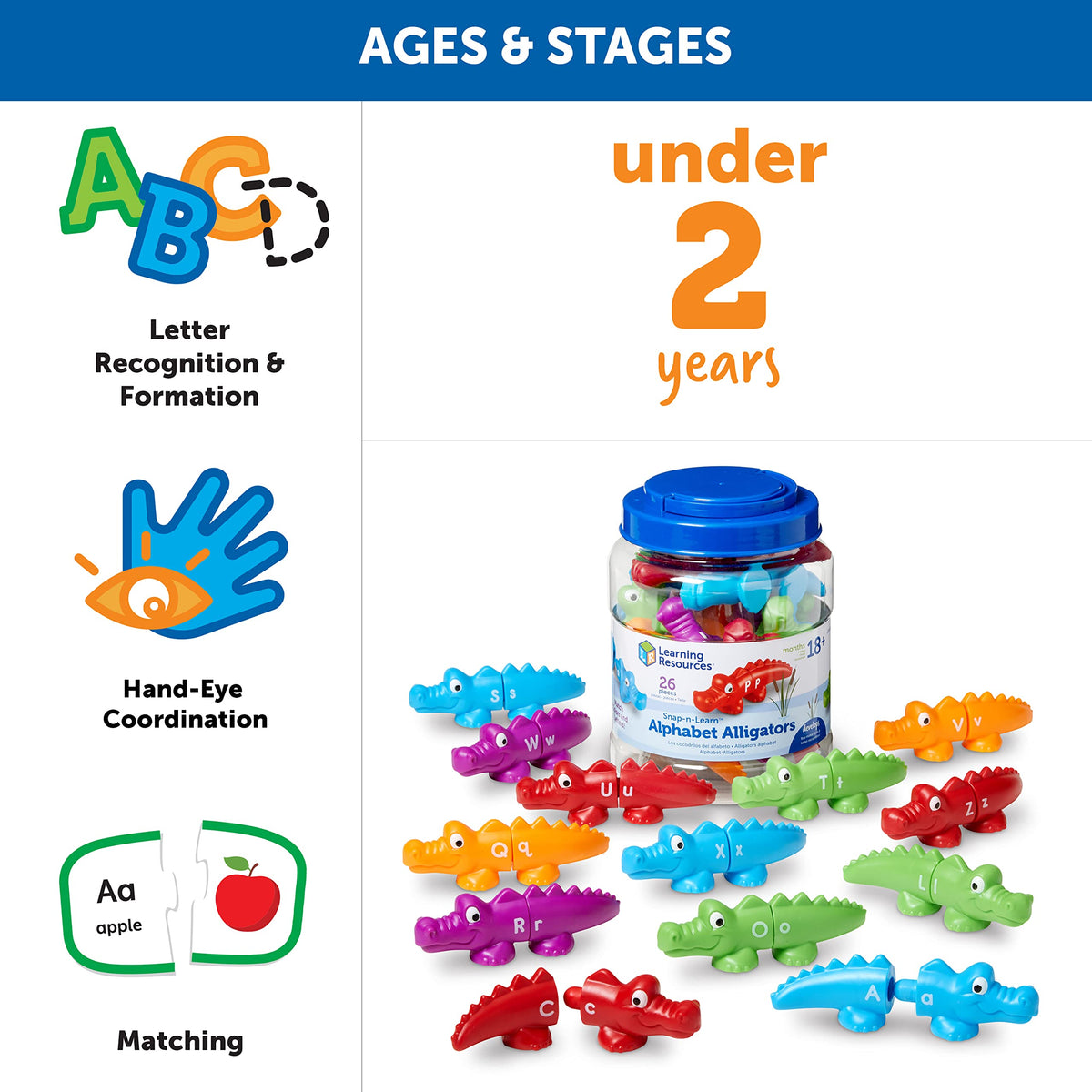 Toddler-friendly grip and independent exploration with Learning Resources Alligators