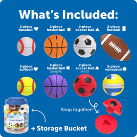 Learning Resources Snap-n-Learn Sports Shapers bright colors aid sorting and color recognition during play.