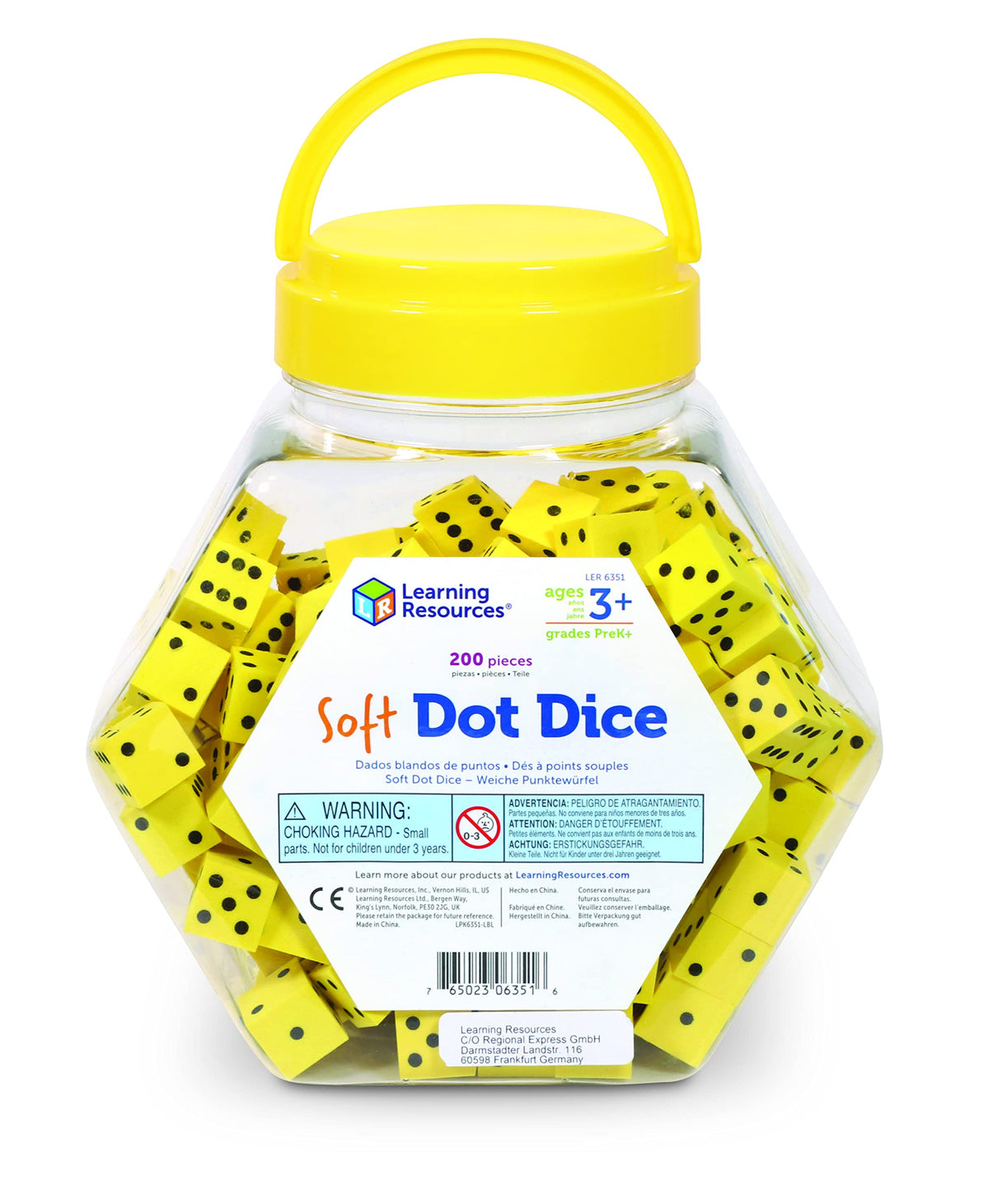 Learning Resources soft dot dice in a bucket for quiet classroom play