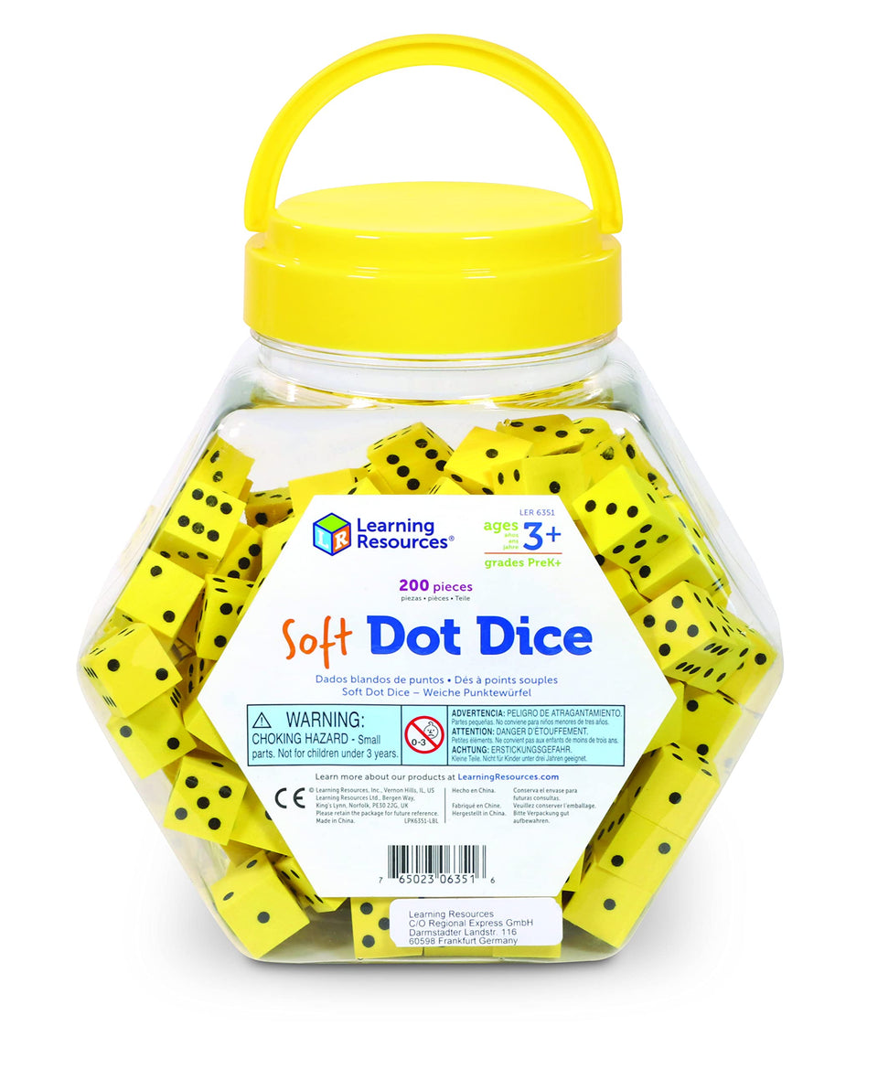 Learning Resources soft dot dice in a bucket for quiet classroom play