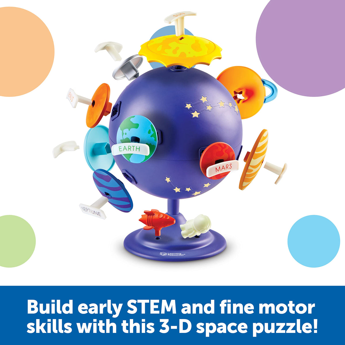 Learning Resources Solar System Puzzle Globe astronaut piece highlights imaginative space adventures for toddlers.