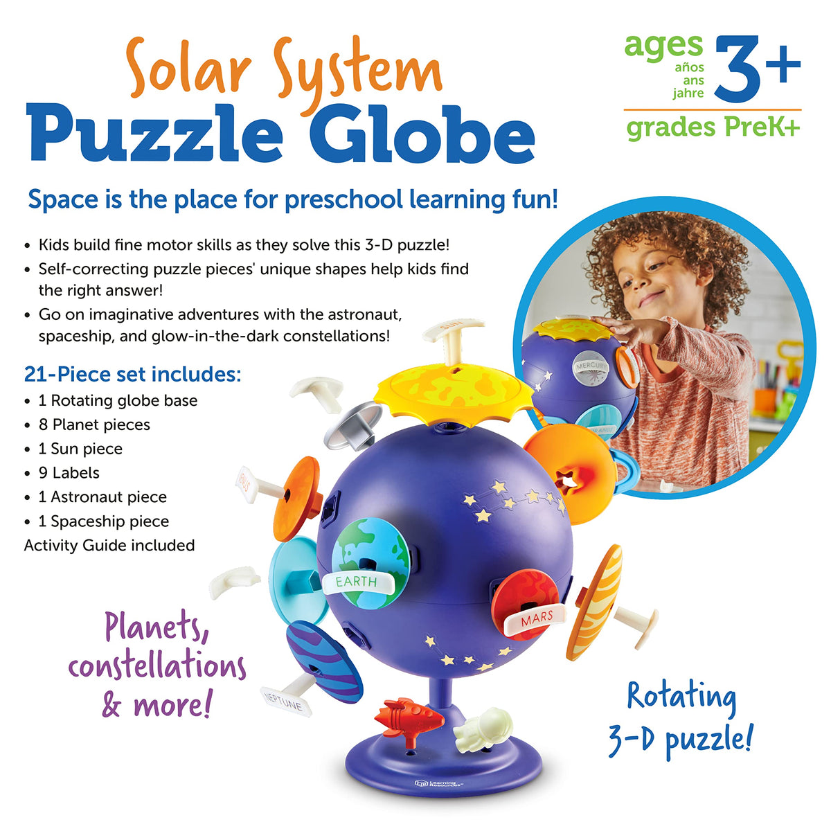 Learning Resources Solar System Puzzle Globe bedroom decor option makes learning feel natural and vibrant.