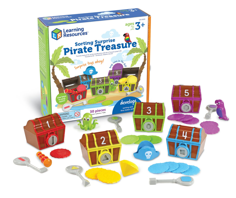 Learning Resources Sorting Surprise Pirate Treasure chest with locks boosts early problem solving play