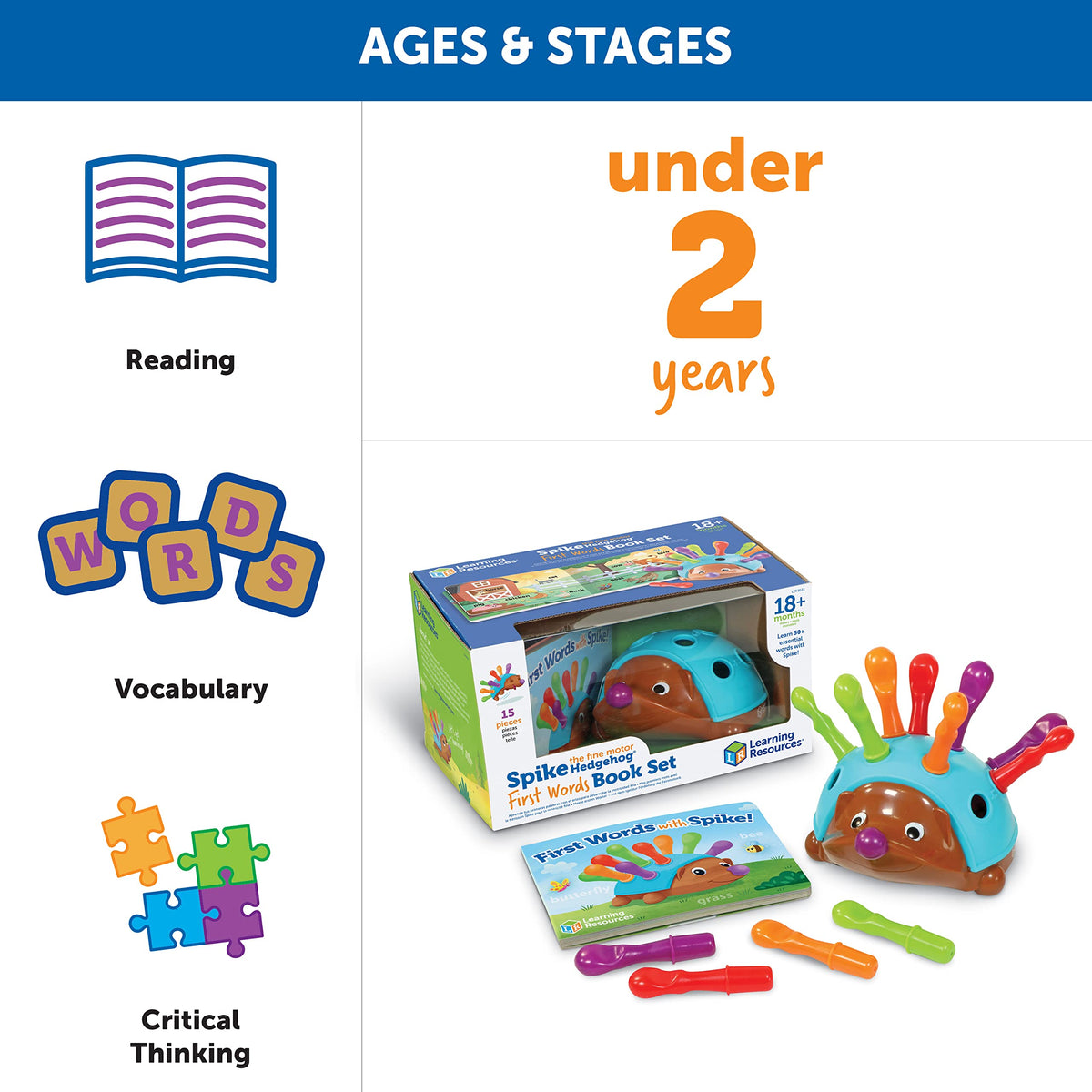 Learning Resources Spike fine motor hedgehog hands-on play supports hand-eye coordination
