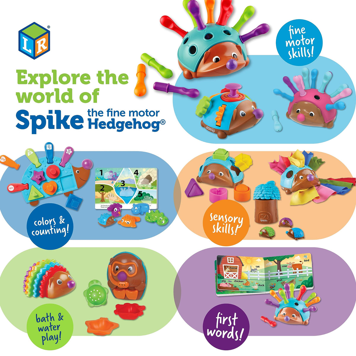 Learning Resources Spike set in hands during story time promotes confident exploration