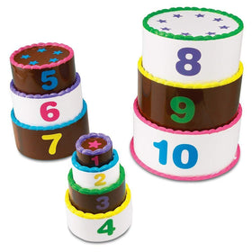 Learning Resources Stack and Count Layer Cake shows chocolate and vanilla layers for counting practice