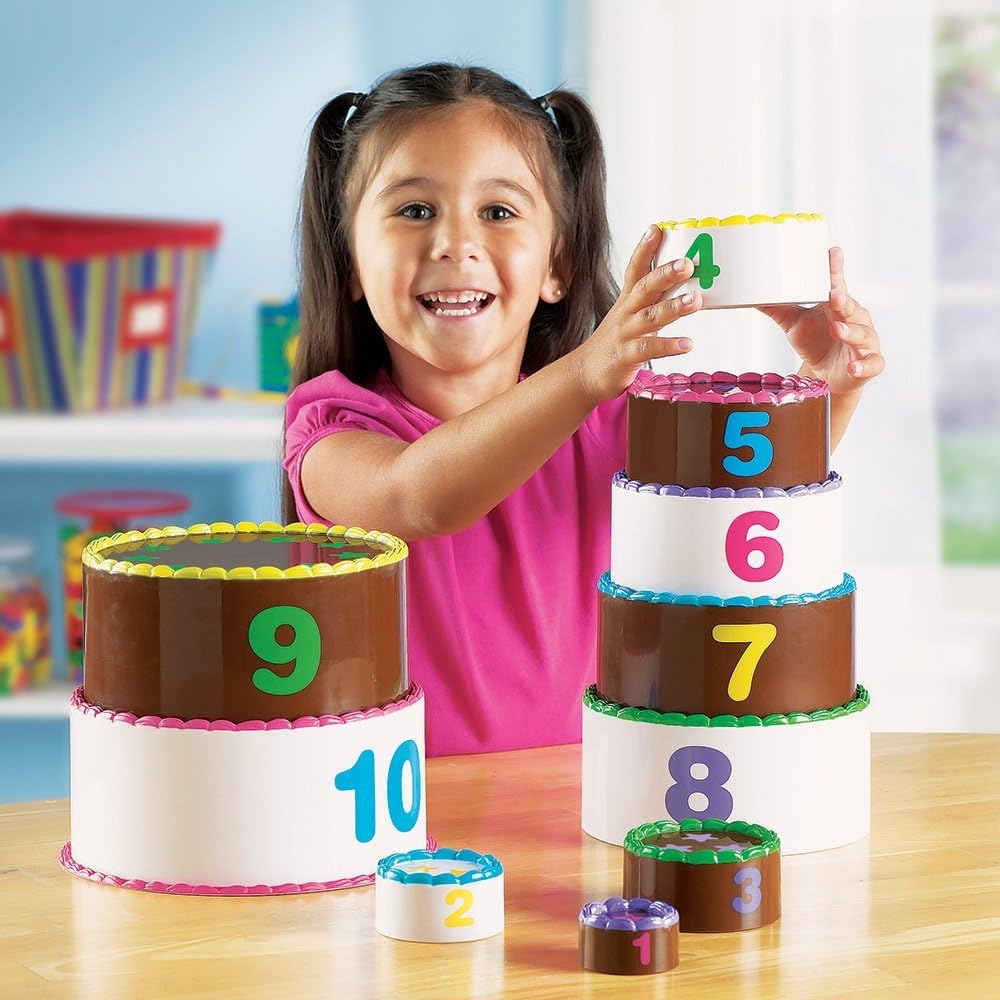 Layer cake numerals decorations reinforce number recognition during play