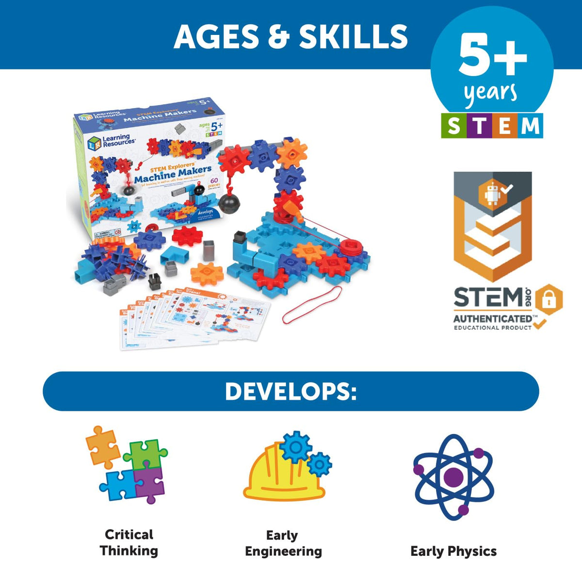 Learning Resources STEM Explorers Machine Makers pulley belt setup demonstrates motion transfer