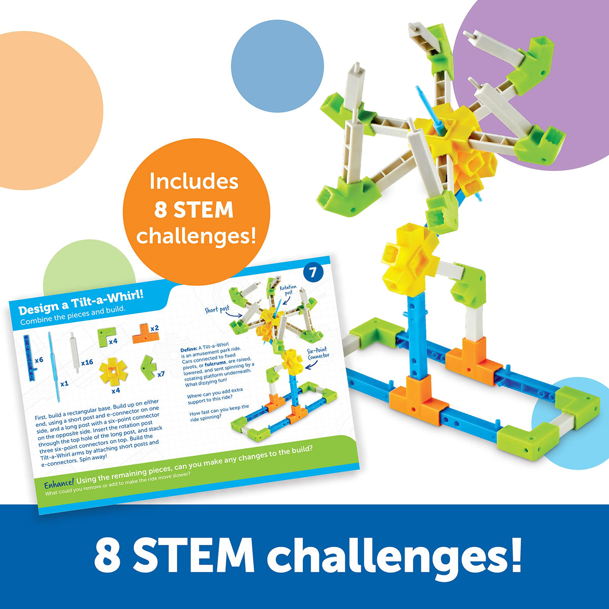 Learning Resources Motioneering parts kit showing pieces to build and test